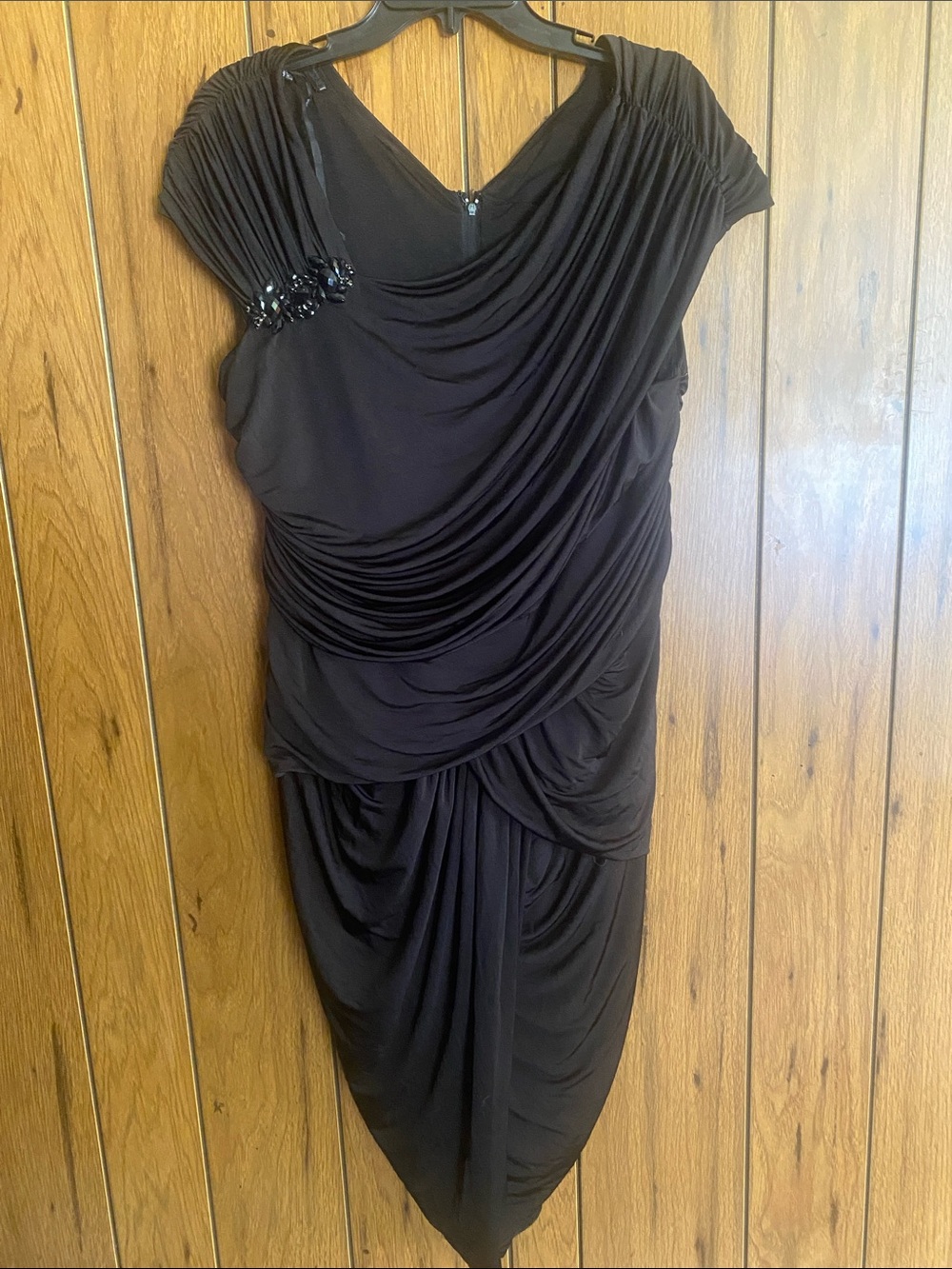 Tadashi Shoji Black Asymmetrical Draped Dress